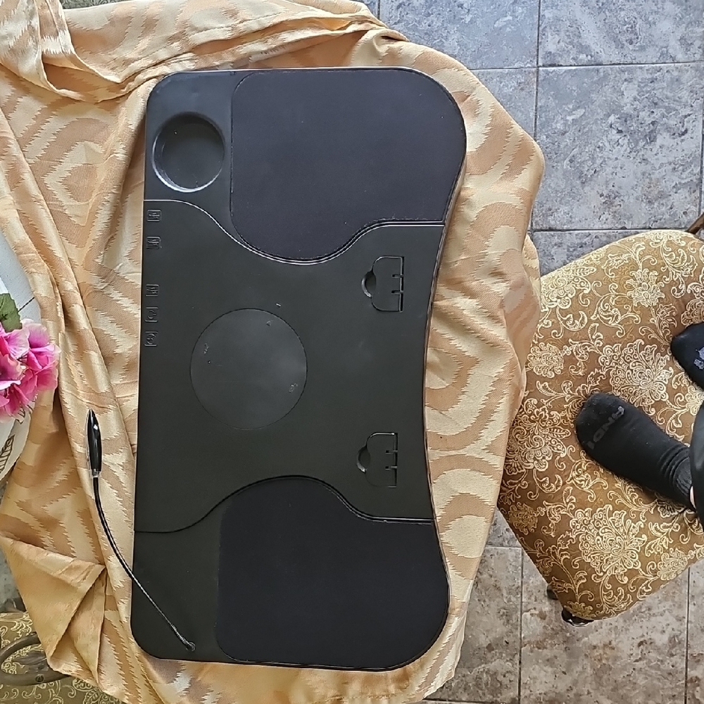 Black Ergonomic Desk Pad with Cup Holder